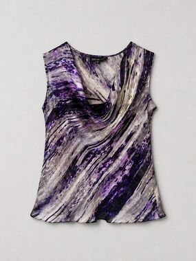 Jones New York Purple Marble-Print Draped Cowl Camisole Size 6